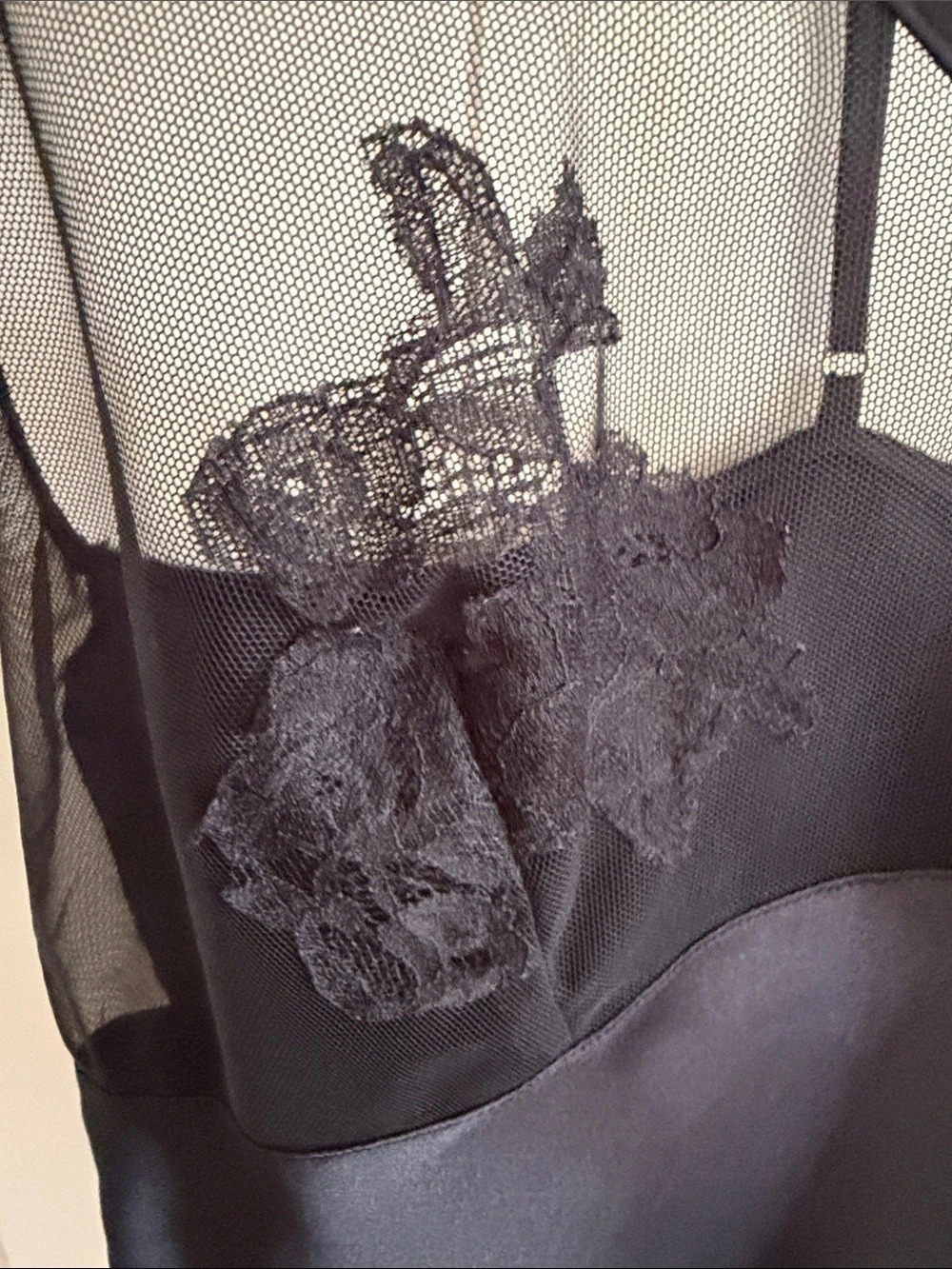 Victoria's Secret Black Lace Mesh Camisole XXL Dark Romantic Coquette Boudoir - Picture 2 of 11